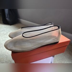Sheer Nude Ballet Flat with Black Trim